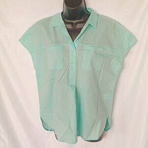 Renuar Cap Sleeve Airflow Woven Blouse, size Small, mint color